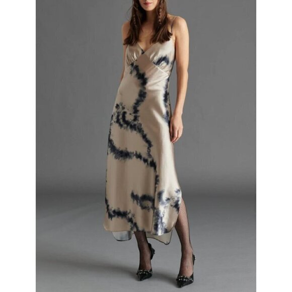 New Steve Madden Size S LORENZA Slip DRESS Storm Blue *Stain* - Picture 1 of 13